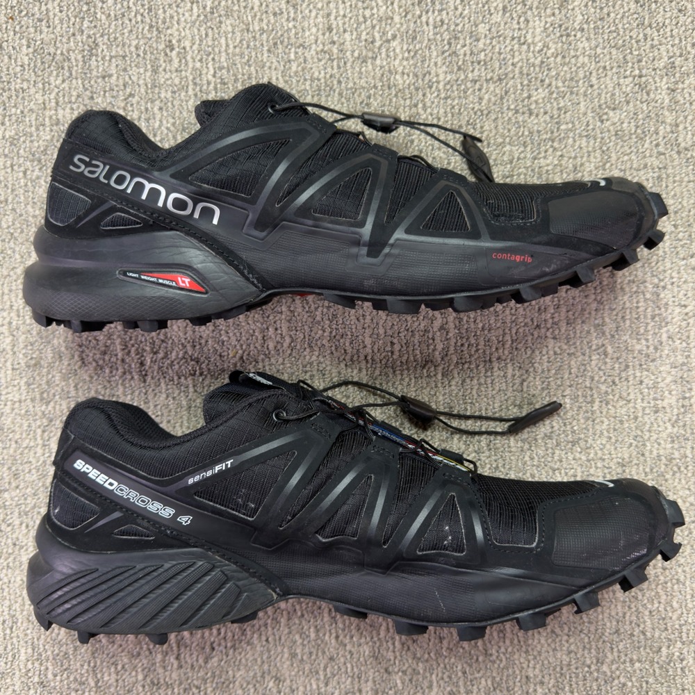 Salomon Speedcross 4 Black Trail Running Shoes Mens 11 383130 SensiFit Contagrip